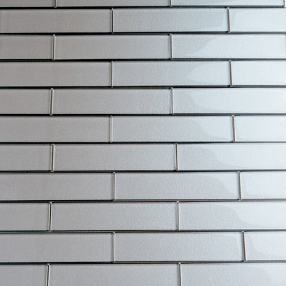 Gray 12x12 Brick Glossy Glass Mosaic Tile (5 pack, 4.83 sq ft/case) - Sample