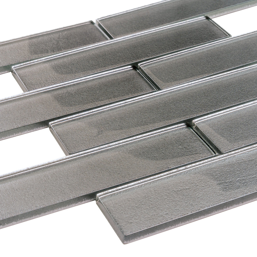 Gray 12x12 Brick Glossy Glass Mosaic Tile (5 pack, 4.83 sq ft/case)