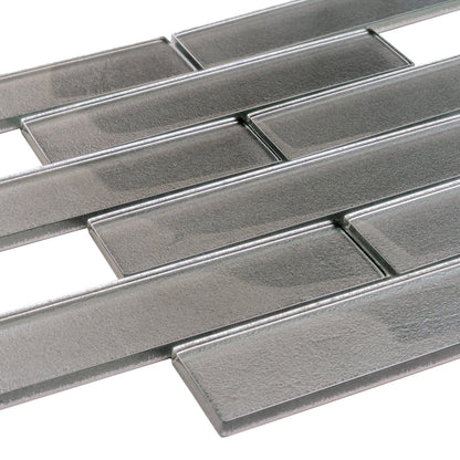 Gray 12x12 Brick Glossy Glass Mosaic Tile (5 pack, 4.83 sq ft/case)