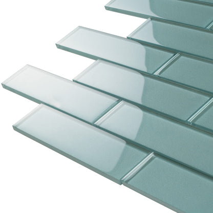 Ocean Blue 12x12 Glossy Brick Glass Mosaic Tile (5 pack, 4.83 sq ft/case) - Sample