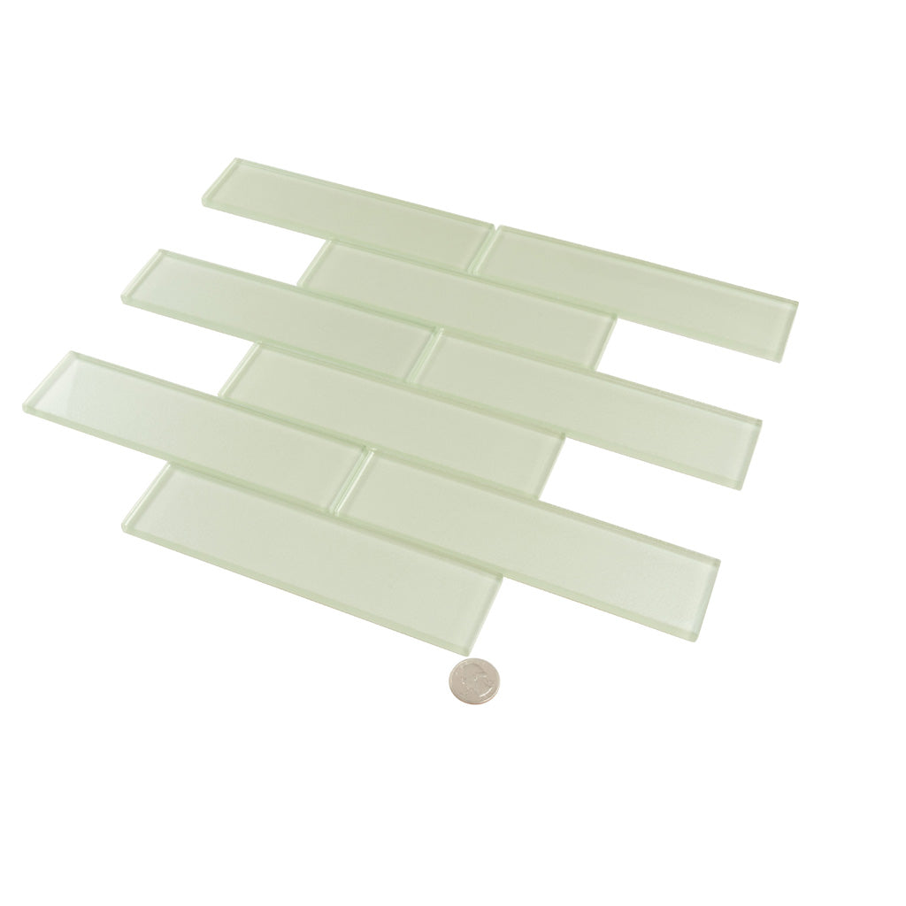 Light Sea Green 12x12 Glossy Brick Glass Mosaic Tile (5 pack, 4.83 sq ft/case)