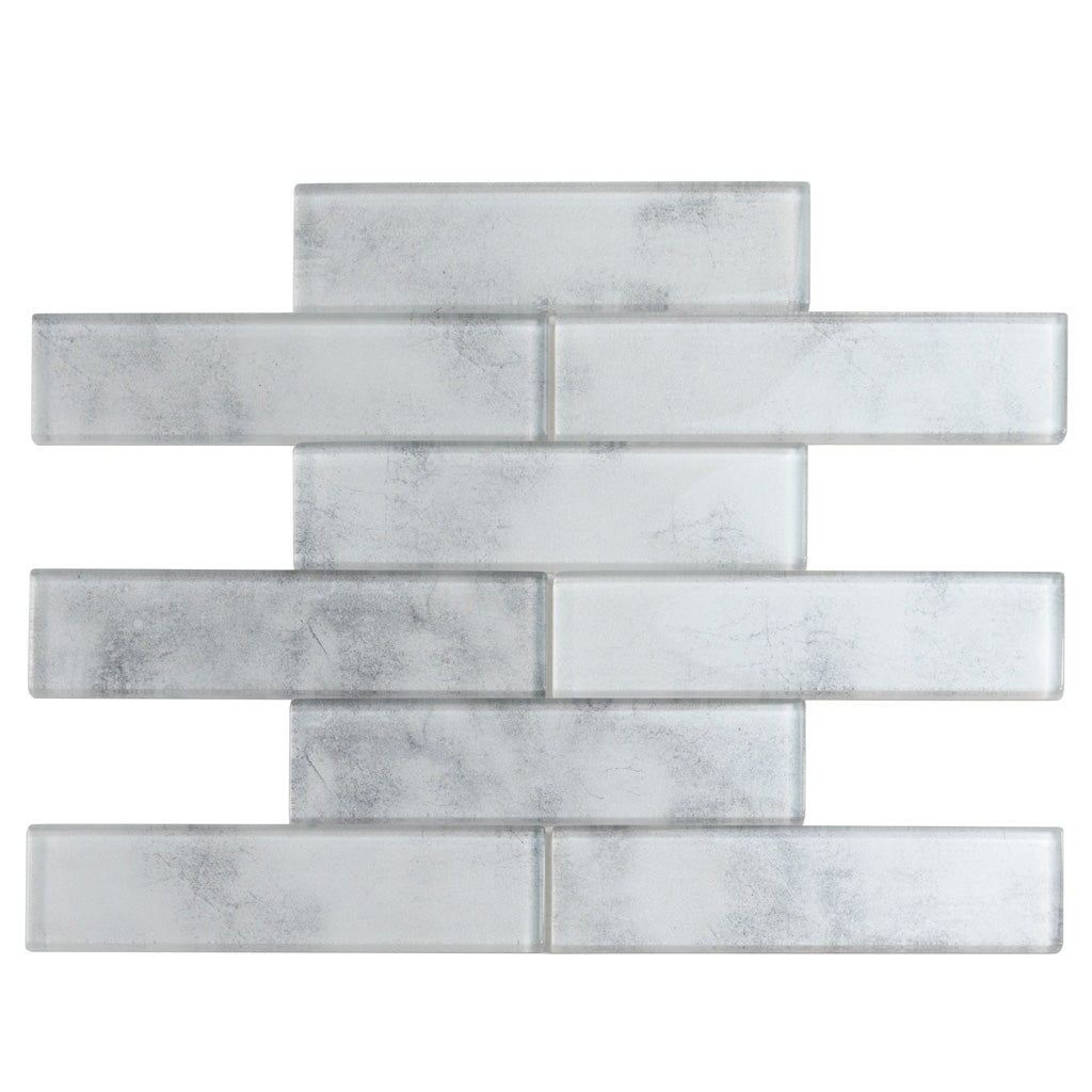 Light Gray 12x12 Brick Glossy Glass Mosaic Tile (5 pack, 4.83 sq ft/case)