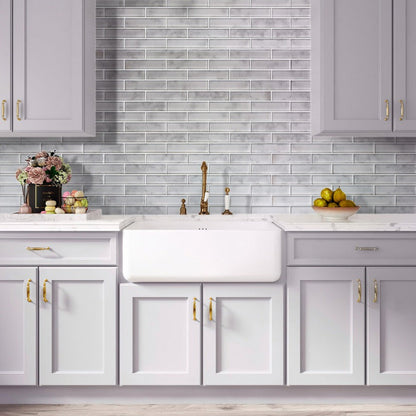 Light Gray 12x12 Brick Glossy Glass Mosaic Tile (5 pack, 4.83 sq ft/case) - Sample