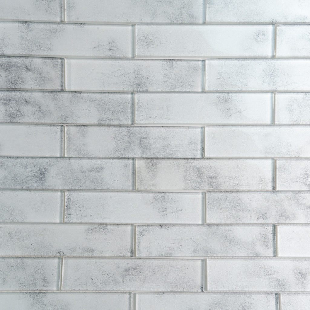 Light Gray 12x12 Brick Glossy Glass Mosaic Tile (5 pack, 4.83 sq ft/case)