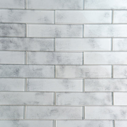 Light Gray 12x12 Brick Glossy Glass Mosaic Tile (5 pack, 4.83 sq ft/case) - Sample