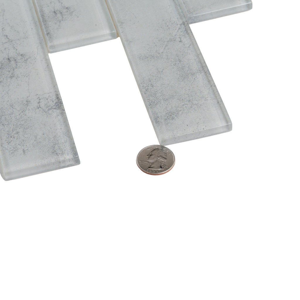 Light Gray 12x12 Brick Glossy Glass Mosaic Tile (5 pack, 4.83 sq ft/case)