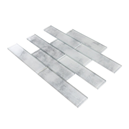 Light Gray 12x12 Brick Glossy Glass Mosaic Tile (5 pack, 4.83 sq ft/case)