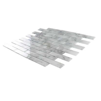 Light Gray 12x12 Brick Glossy Glass Mosaic Tile (5 pack, 4.83 sq ft/case)