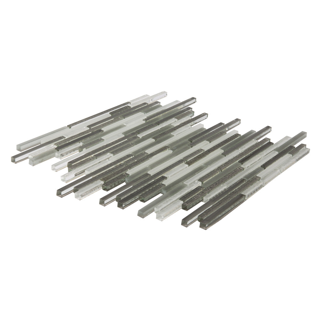 Gray 12x12 Glossy Matte Textured Brick Glass Mosaic Tile (5 pack, 4.83 sq ft/case)