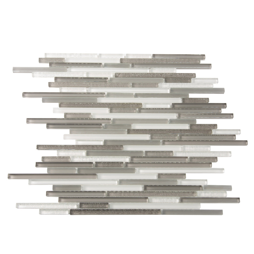 Gray 12x12 Glossy Matte Textured Brick Glass Mosaic Tile (5 pack, 4.83 sq ft/case)