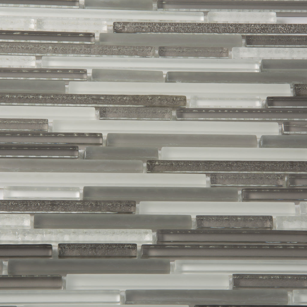 Gray 12x12 Glossy Matte Textured Brick Glass Mosaic Tile (5 pack, 4.83 sq ft/case)