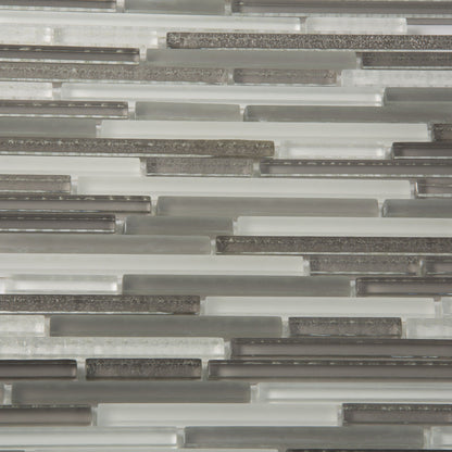 Gray 12x12 Glossy Matte Textured Brick Glass Mosaic Tile (5 pack, 4.83 sq ft/case)
