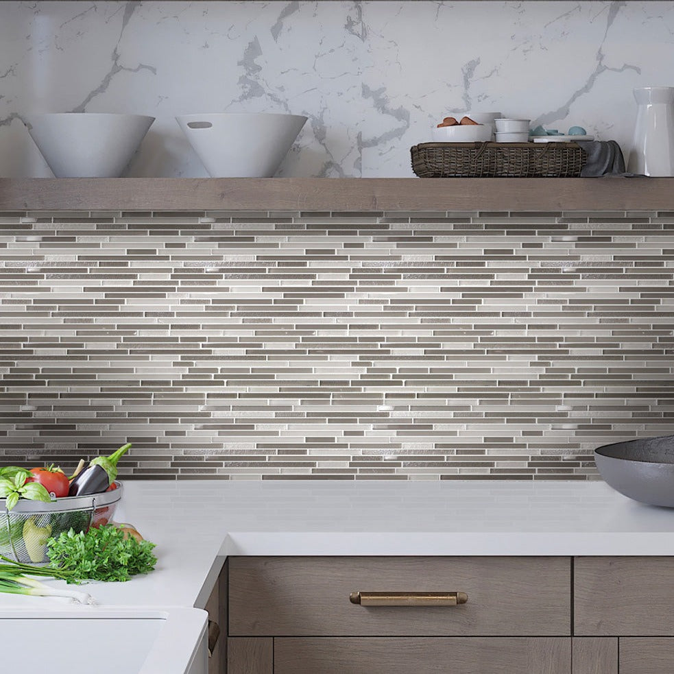 Gray 12x12 Glossy Matte Textured Brick Glass Mosaic Tile (5 pack, 4.83 sq ft/case)