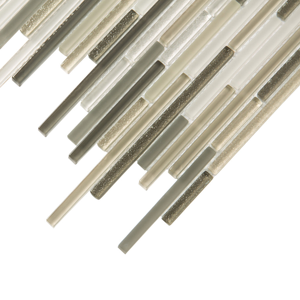 Beige 12x12 Glossy Matte Textured Brick Glass Mosaic Tile (5 pack, 4.83 sq ft/case) - Sample