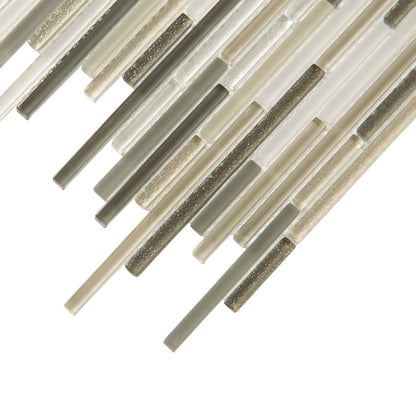Beige 12x12 Glossy Matte Textured Brick Glass Mosaic Tile (5 pack, 4.83 sq ft/case) - Sample