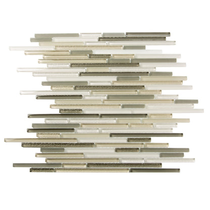 Beige 12x12 Glossy Matte Textured Brick Glass Mosaic Tile (5 pack, 4.83 sq ft/case) - Sample