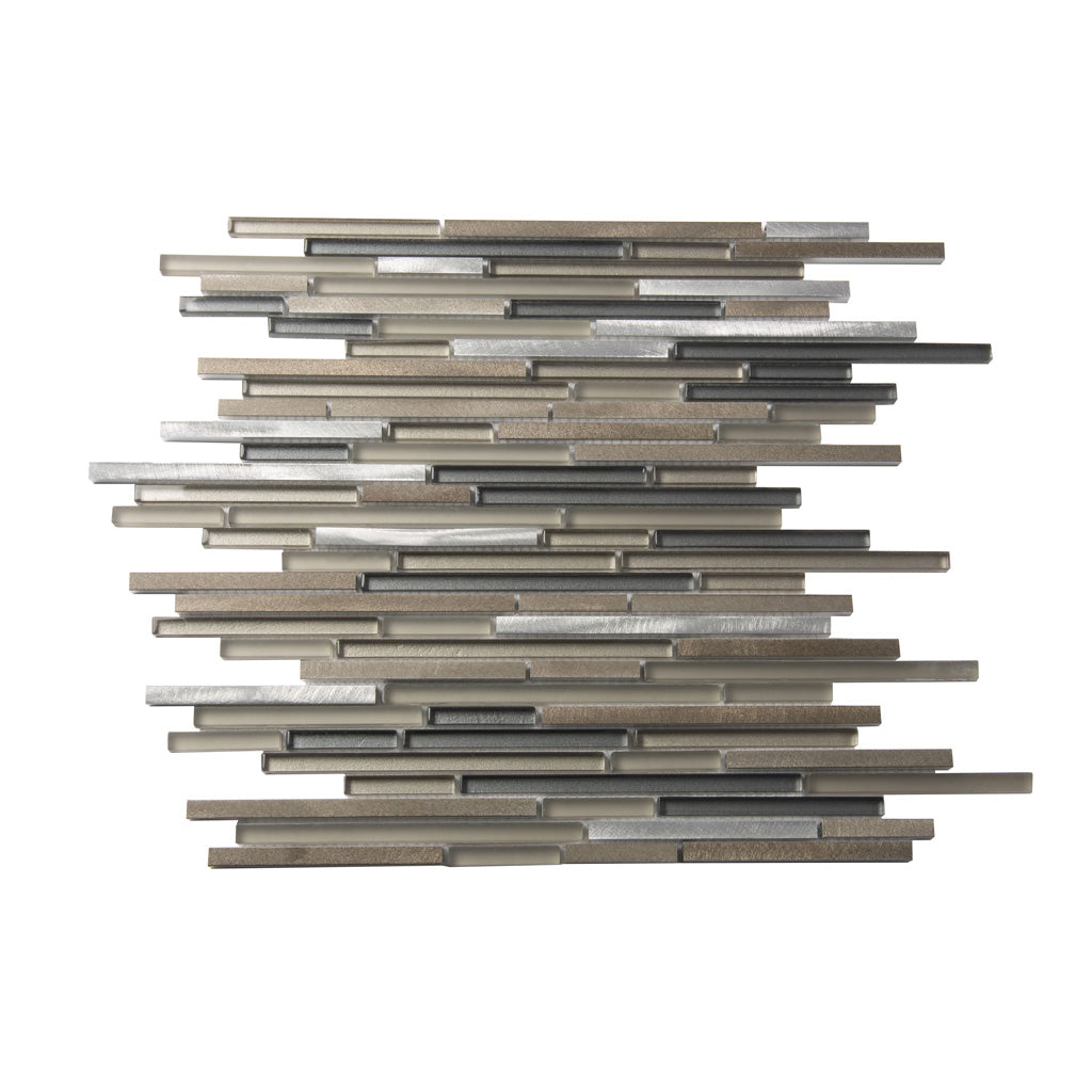 Gray 12x12 Glossy Matte Brick Glass Metal Mosaic Tile (5 pack, 4.83 sq ft/case)