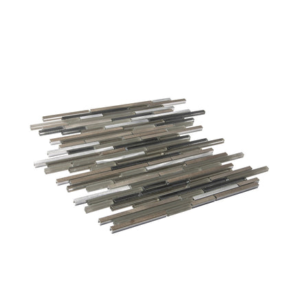Gray 12x12 Glossy Matte Brick Glass Metal Mosaic Tile (5 pack, 4.83 sq ft/case)