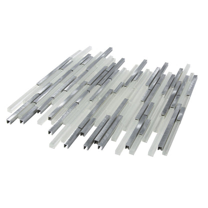 White 12x12 Glossy Matte Brick Glass Metal Mosaic Tile (5 pack, 4.83 sq ft/case) - Sample