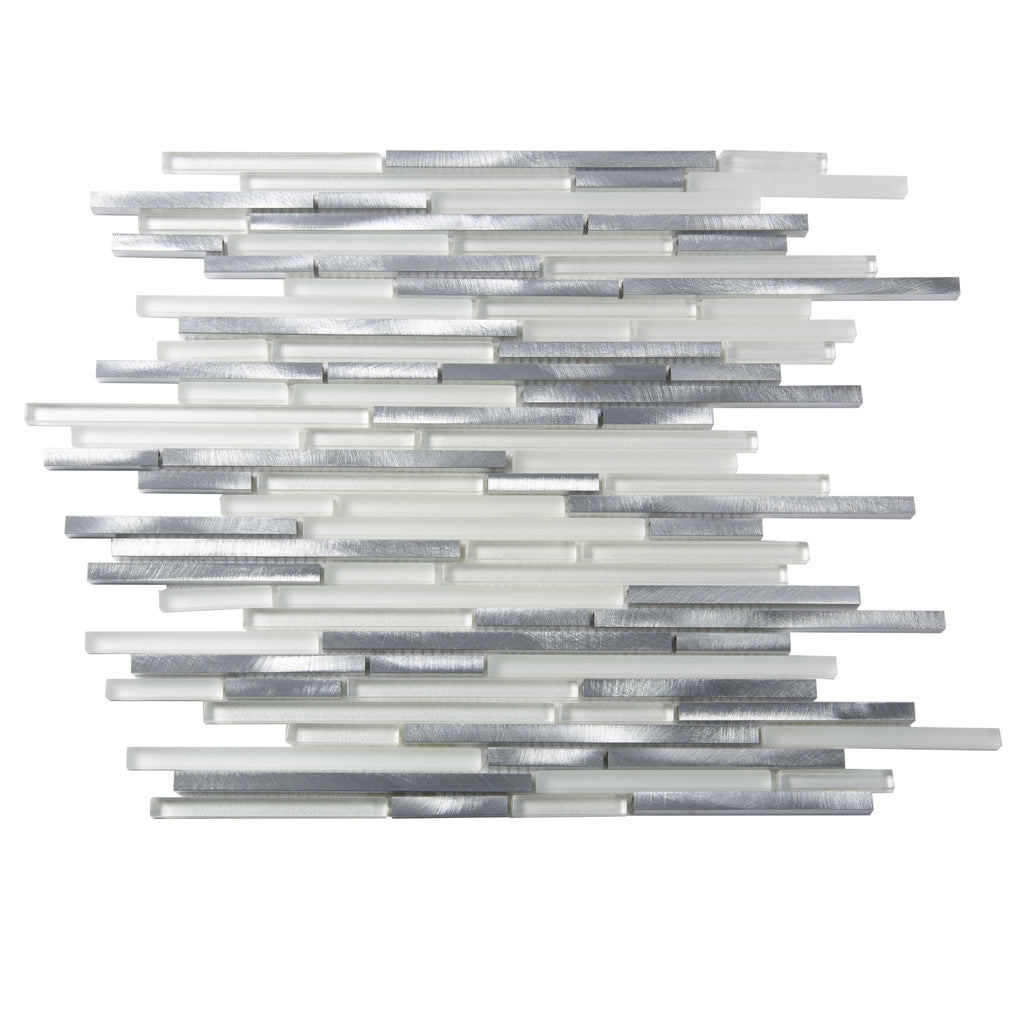 White 12x12 Glossy Matte Brick Glass Metal Mosaic Tile (5 pack, 4.83 sq ft/case)