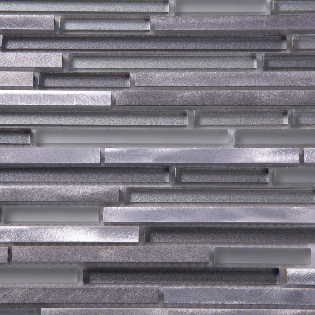 Gray 12x12 Glossy Matte Brick Glass Metal Mosaic Tile (5 pack, 4.83 sq ft/case)