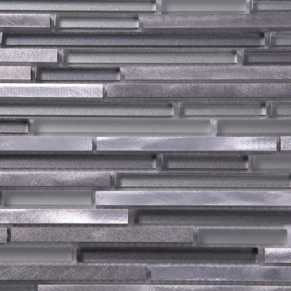 Gray 12x12 Glossy Matte Brick Glass Metal Mosaic Tile (5 pack, 4.83 sq ft/case) - Sample