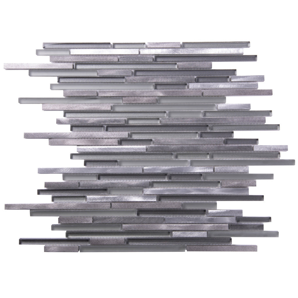 Gray 12x12 Glossy Matte Brick Glass Metal Mosaic Tile (5 pack, 4.83 sq ft/case)