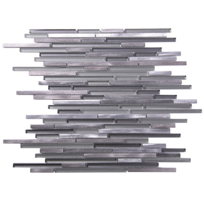 Gray 12x12 Glossy Matte Brick Glass Metal Mosaic Tile (5 pack, 4.83 sq ft/case)