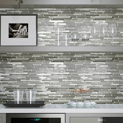 Gray 12x12 Glossy Matte Brick Glass Metal Mosaic Tile (5 pack, 4.83 sq ft/case)