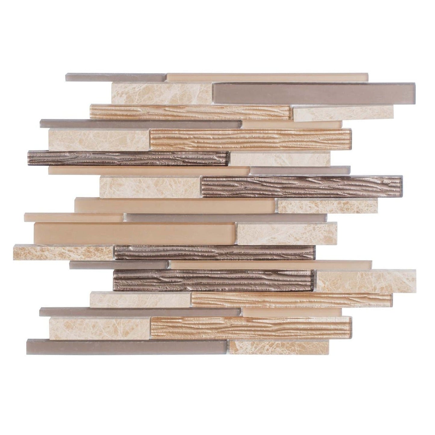 Gray Beige 12x12 Polished Matte Brick Glass Stone Mosaic Tile (5 pack, 4.83 sq ft/case)