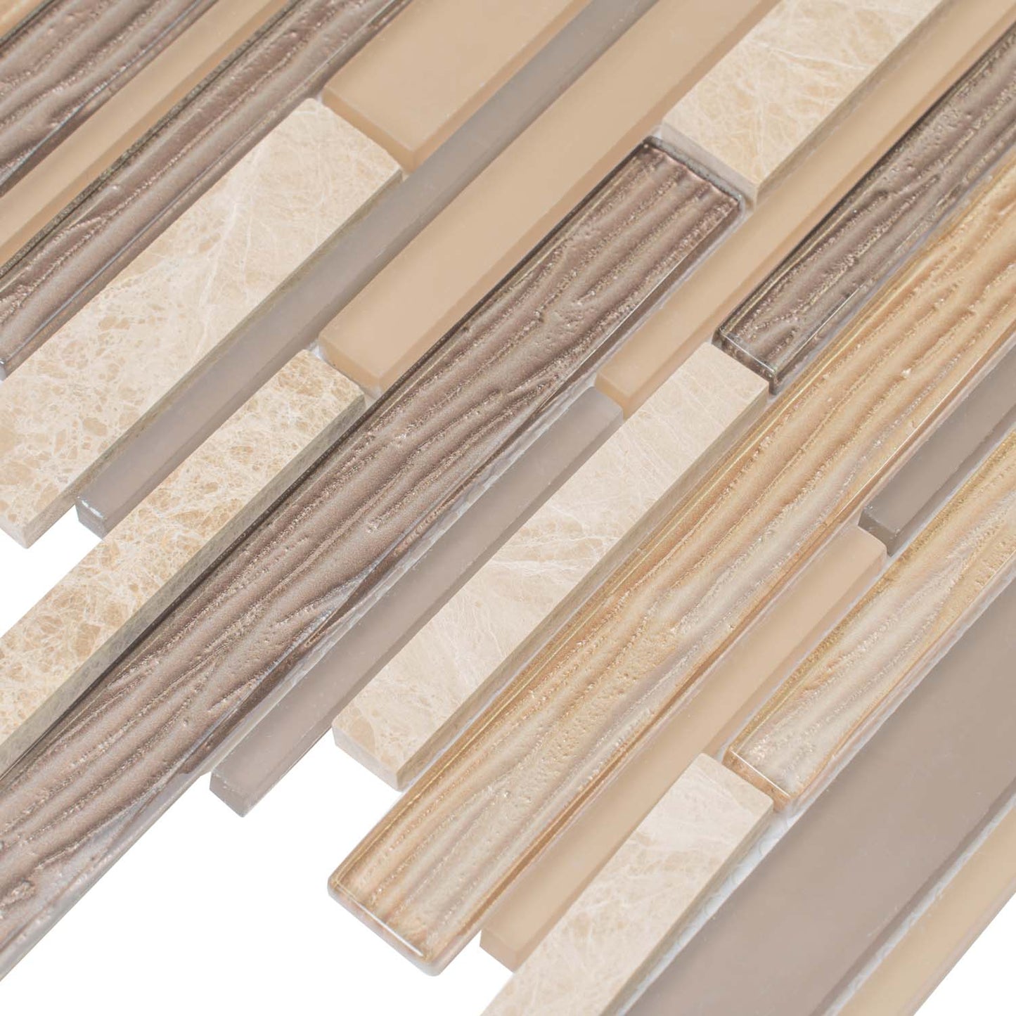 Gray Beige 12x12 Polished Matte Brick Glass Stone Mosaic Tile (5 pack, 4.83 sq ft/case)