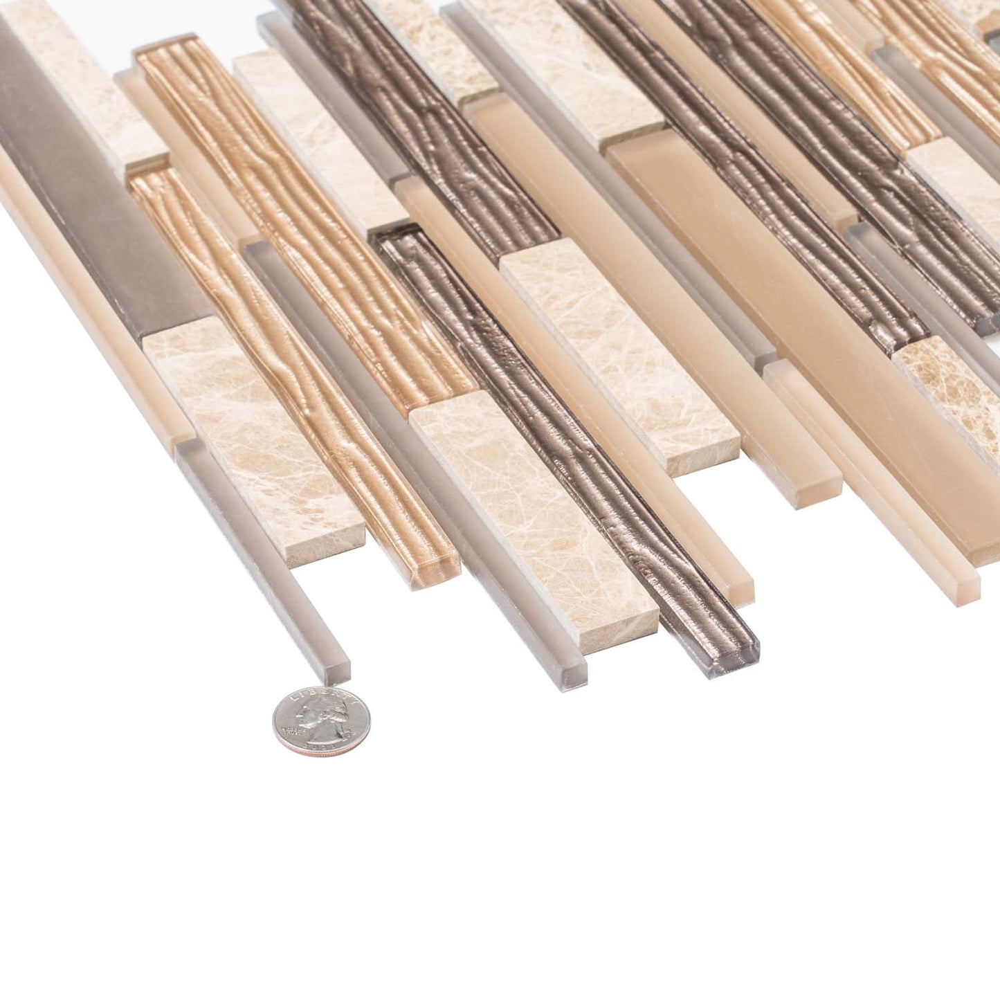 Gray Beige 12x12 Polished Matte Brick Glass Stone Mosaic Tile (5 pack, 4.83 sq ft/case)