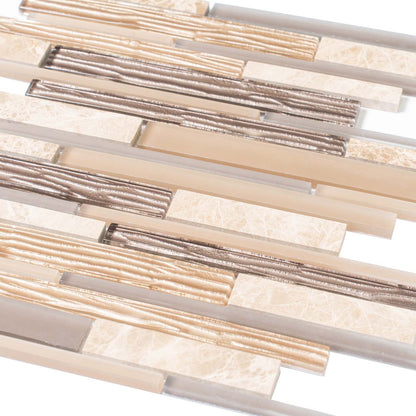 Gray Beige 12x12 Brick Polished Matte Glass Stone Mosaic Tile (5 pack, 4.83 sq ft/case) - Sample