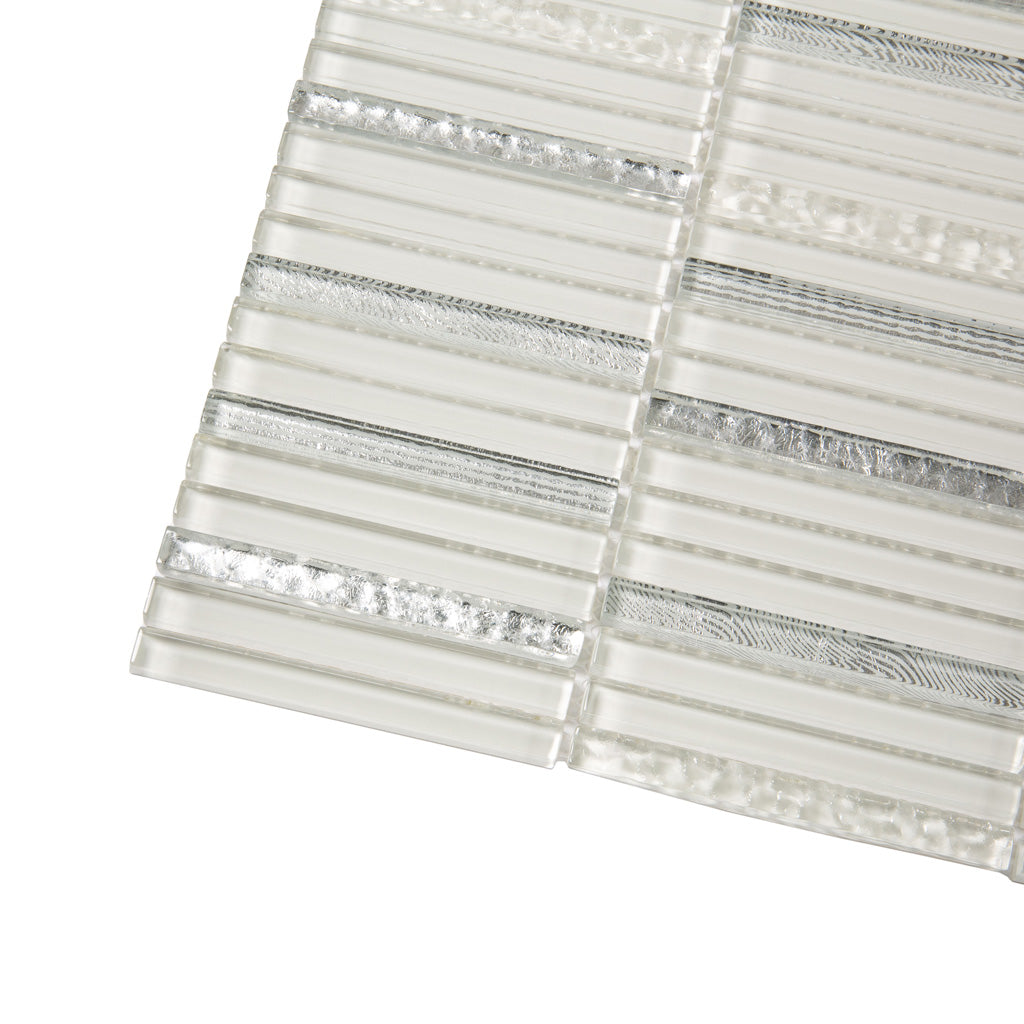 White 12x12 Glossy Brick Glass Mosaic Tile (5 pack, 4.83 sq ft/case) - Sample