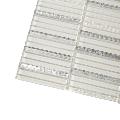 White 12x12 Glossy Brick Glass Mosaic Tile (5 pack, 4.83 sq ft/case) - Sample
