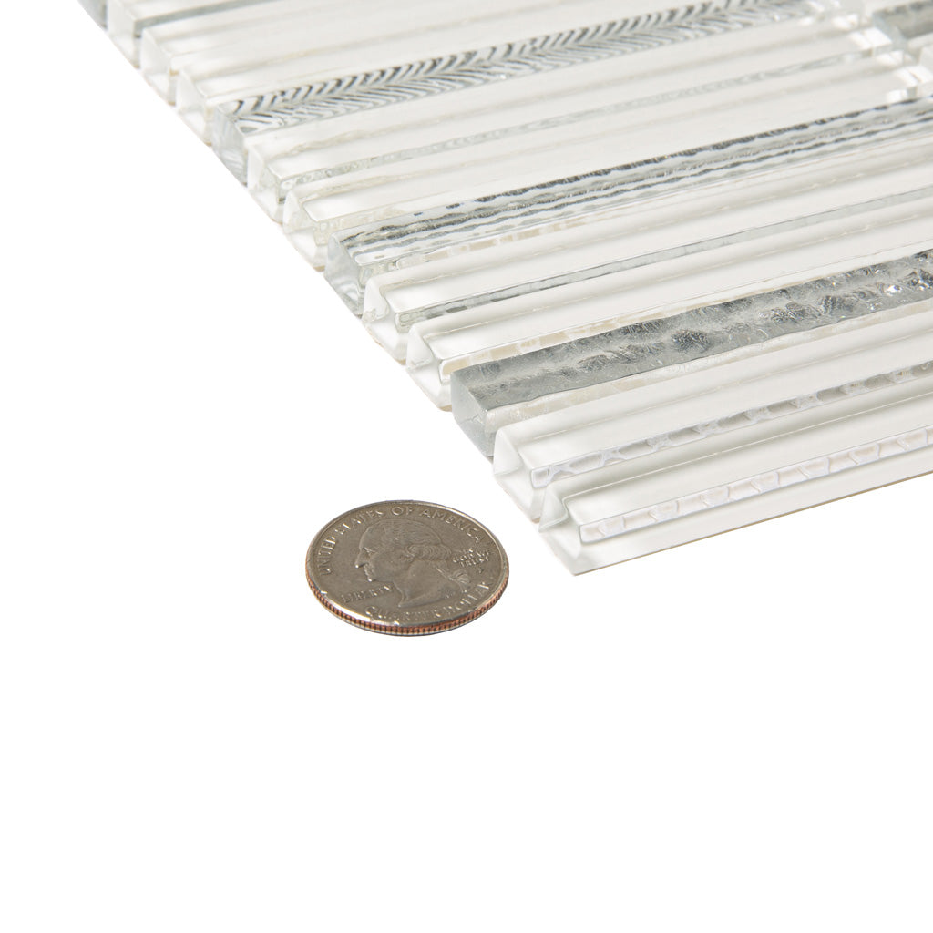 White 12x12 Glossy Brick Glass Mosaic Tile (5 pack, 4.83 sq ft/case) - Sample