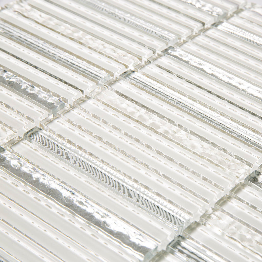 White 12x12 Glossy Brick Glass Mosaic Tile (5 pack, 4.83 sq ft/case) - Sample