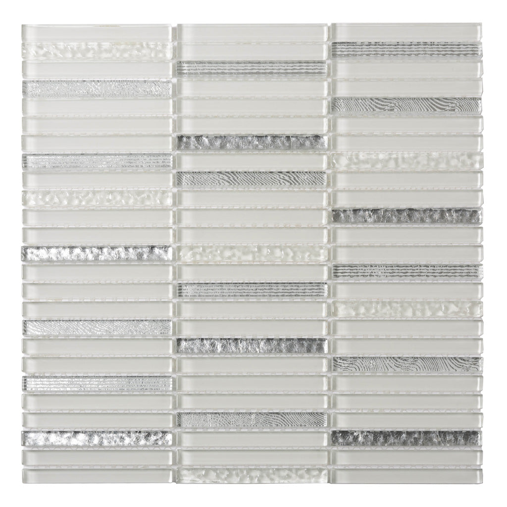 White 12x12 Glossy Brick Glass Mosaic Tile (5 pack, 4.83 sq ft/case)
