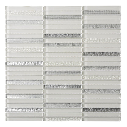 White 12x12 Glossy Brick Glass Mosaic Tile (5 pack, 4.83 sq ft/case)