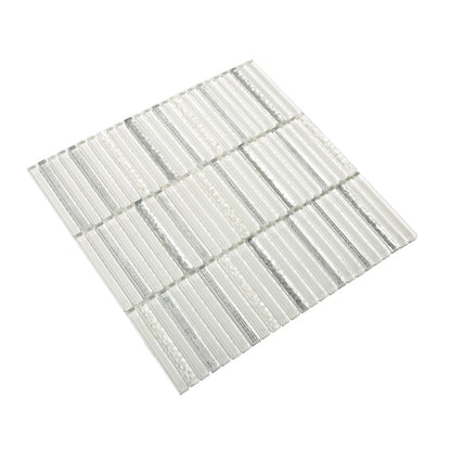 White 12x12 Glossy Brick Glass Mosaic Tile (5 pack, 4.83 sq ft/case)