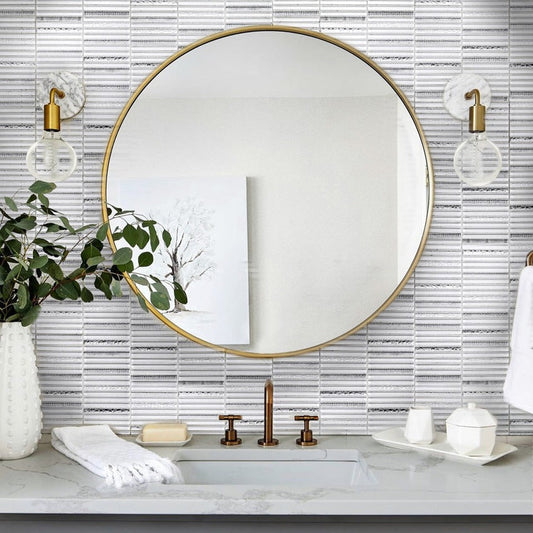 White 12x12 Glossy Brick Glass Mosaic Tile (5 pack, 4.83 sq ft/case)