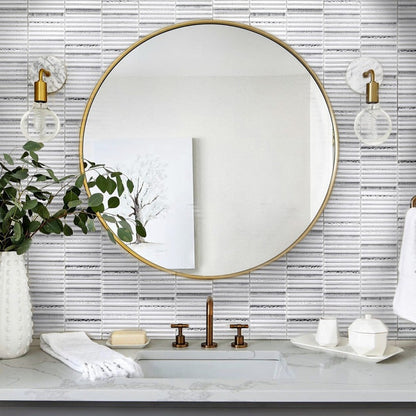 White 12x12 Glossy Brick Glass Mosaic Tile (5 pack, 4.83 sq ft/case) - Sample