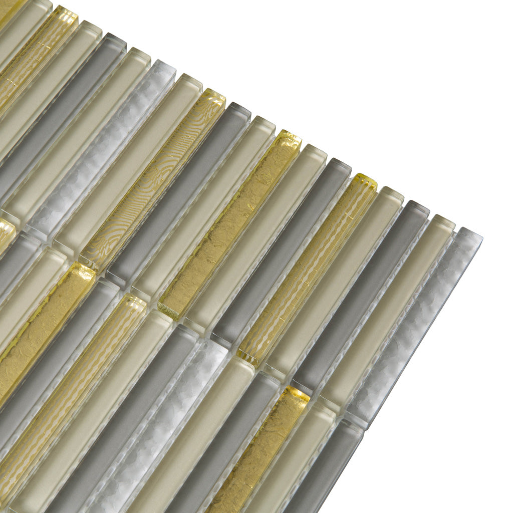 Gold 12x12 Glossy Brick Glass Mosaic Tile (5 pack, 4.83 sq ft/case)