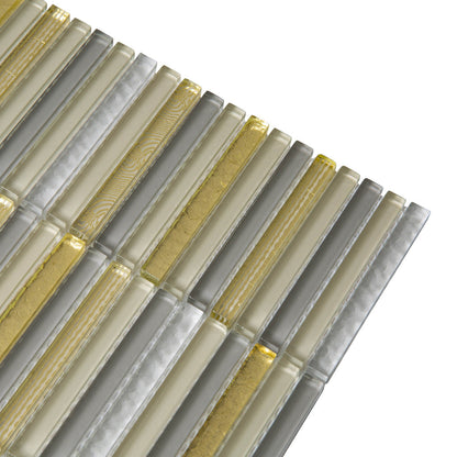Gold 12x12 Glossy Brick Glass Mosaic Tile (5 pack, 4.83 sq ft/case)