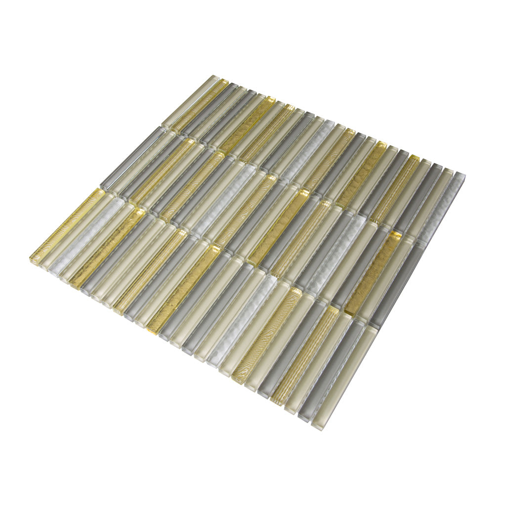 Gold 12x12 Glossy Brick Glass Mosaic Tile (5 pack, 4.83 sq ft/case)