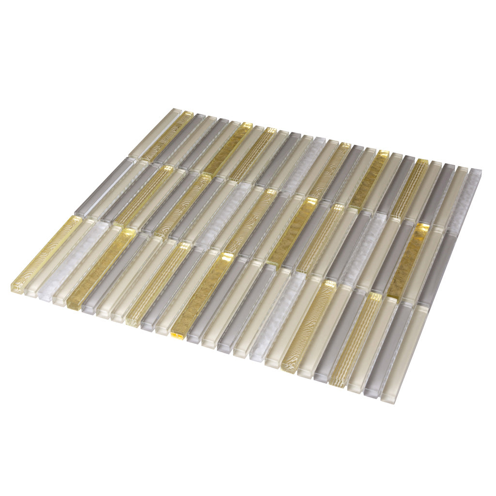 Gold 12x12 Glossy Brick Glass Mosaic Tile (5 pack, 4.83 sq ft/case)