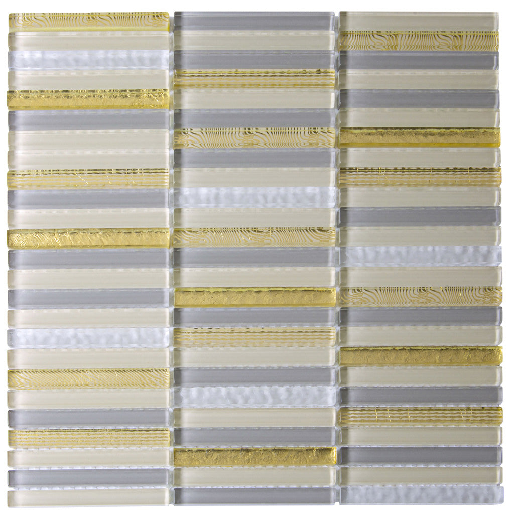 Gold 12x12 Glossy Brick Glass Mosaic Tile (5 pack, 4.83 sq ft/case)