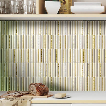 Gold 12x12 Glossy Brick Glass Mosaic Tile (5 pack, 4.83 sq ft/case)