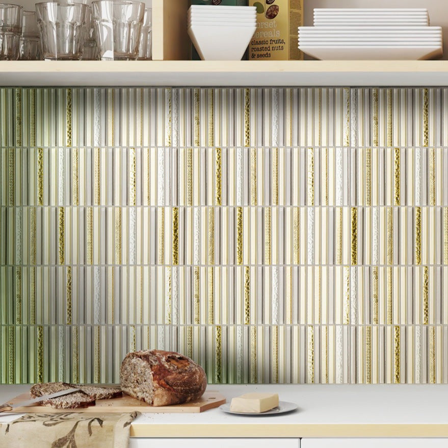 Gold 12x12 Glossy Brick Glass Mosaic Tile (5 pack, 4.83 sq ft/case) - Sample
