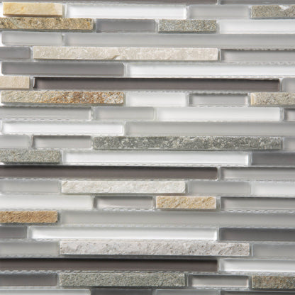 Gray 12x12 Glossy Matte Textured Brick Glass Stone Mosaic Tile (5 pack, 4.83 sq ft/case) - Sample